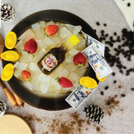 Bánh Sinh Nhật Rau Câu 4D Xô rượu, thỏi vàng và đô la - GELLI - G0621001