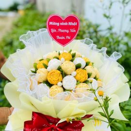 Bánh Sinh Nhật Rau Câu 4D Bó Hoa Hồng Vàng  - GELLI - G1024009