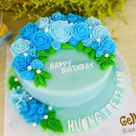 Bánh sinh nhật rau câu 4D hoa hồng xanh - Gelli - G0818005