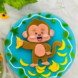 Bánh sinh nhật rau câu 2D mẫu con khỉ cho bé trai - Gelli - G0117010