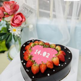 Bánh sinh nhật rau câu trái cây trái tim ngày valentine - Gelli - G0120006