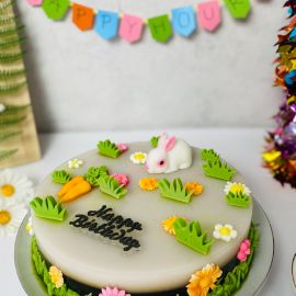 BÁNH SINH NHẬT RAU CÂU 4D CON THỎ VÀ VƯỜN CÀ RỐT CHO BÉ GÁI - GELLI – G0120008