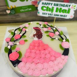 Bánh sinh nhật rau câu 4D cô gái tóc mây - Gelli - G0220005