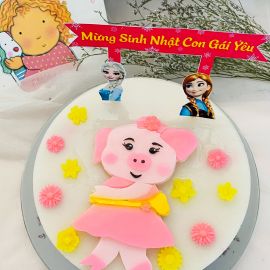 Bánh sinh nhật rau câu 2D mẫu con heo cho bé gái - Gelli - G0220024