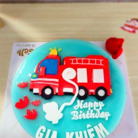 Bánh sinh nhật rau câu 2D xe cứu hỏa dũng cảm cho bé trai - Gelli - G0220039