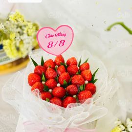 Bánh sinh nhật rau câu 4D Bó Hoa Dâu Tây- Gelli - G0225011