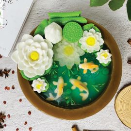 Bánh sinh nhật rau câu 3D hồ cá & hoa sen - Gelli - G0322014