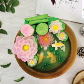 Bánh sinh nhật rau câu 3D hồ cá & hoa sen hồng pastel- Gelli - G0322014