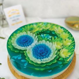 BÁNH SINH NHẬT RAU CÂU 3D HOA THƯỢC DƯỢC XANH - GELLI - G0418003