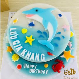 BÁNH SINH NHẬT RAU CÂU 2D CÁ HEO TRÊN ĐẠI DƯƠNG XANH - GELLI – G0420024