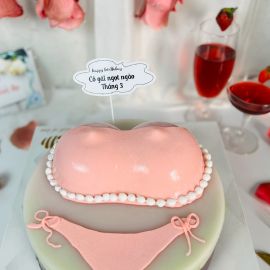 Bánh sinh nhật rau câu 2D nội y màu hồng (18+)  - Gelli - G0420025
