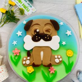 BÁNH SINH NHẬT RAU CÂU 2D CON CHÓ GẶM XƯƠNG - GELLI – G0423013