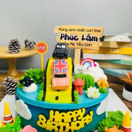 Bánh sinh nhật rau câu - Đoàn xe leo dốc cho bé trai - Gelli - G0424007