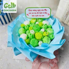 Bánh sinh nhật rau câu bó hoa 4D xanh mát - Gelli - G0426004