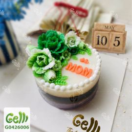 Bánh sinh nhật rau câu hoa xanh lá phối trắng thanh lịch - Gelli - G0426006