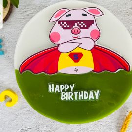 Bánh Sinh Nhật Rau Câu 2D Con Heo Siêu Nhân - GELLI – G0520012