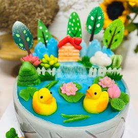 Bánh Sinh Nhật Rau Câu 4D VỊT CON TRONG HỒ NƯỚC - GELLI – G0524003