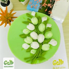 Bánh Sinh Nhật Rau Câu 4D Nhành Hoa Tulip Xanh  - GELLI - G0524007
