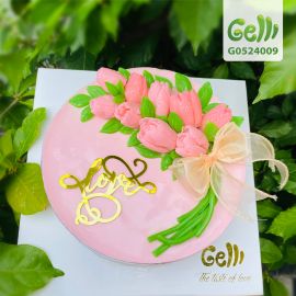 Bánh Sinh Nhật Rau Câu 4D Nhành Hoa Tulip Hồng  - GELLI - G0524009