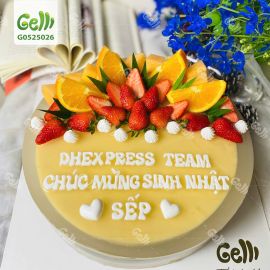 BÁNH SINH NHẬT RAU CÂU NHÂN FLANCHEESE  TRÁI CÂY DÂU TÂY - CAM TƯƠI - GELLI – G0525026