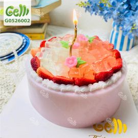 Bánh sinh nhật rau câu trái dâu phối thạch hồng pastel ngọt ngào - Gelli - G0526002
