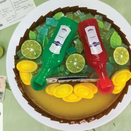 Bánh Sinh Nhật Rau Câu 4D Chai rượu và tiền vàng - GELLI - G0620001
