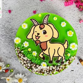 Bánh sinh nhật rau câu 2D con dê vàng - Gelli - G0620020