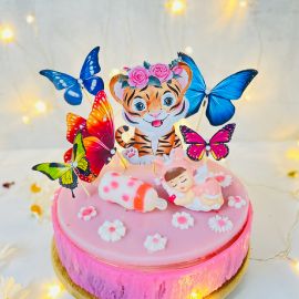 Bánh sinh nhật rau câu 4D con hổ và em bé thiên thần Gelli - G0622001