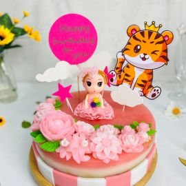 Bánh sinh nhật rau câu 4D con hổ và búp bê Gelli - G0622002