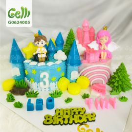 BÁNH SINH NHẬT RAU CÂU 4D HOÀNG TỬ & CÔNG CHÚA - BÁNH ĐÔI CHO HAI BÉ  - GELLI – G0624005