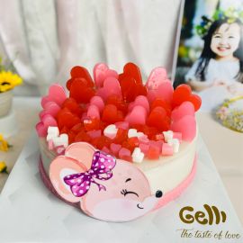 Bánh sinh nhật rau câu 4D chuột và trái tim - Gelli - G0722005