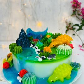 Bánh sinh nhật rau câu 4D công viên khủng long có thác nước - Gelli -  G0722019