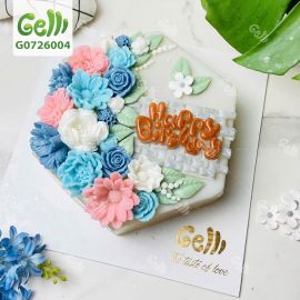 Bánh Sinh Nhật Rau Câu Lục Giác Thiết Kế Hoa 4D Thanh Lịch - Gelli - G0726004