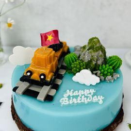 Bánh sinh nhật rau câu 4D - Gelli - tàu chở hàng cho bé trai - Gelli - G0820002