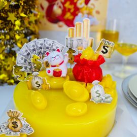 Bánh mừng khai trương bằng rau câu 4D mèo thần tài may mắn vẫy tay- GELLI - G0822005