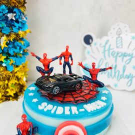 Bánh sinh nhật rau câu 4D spider man và oto - Gelli - G0822006
