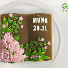 BÁNH SINH NHẬT RAU CÂU HOA NỔI SÁCH HỒNG TẶNG CÔ CHO NỮ - GELLI  - G1018035
