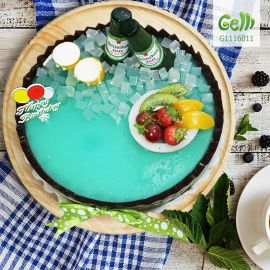 Bánh sinh nhật rau câu 2D mẫu bia Heineken và trái cây - Gelli - G1116011