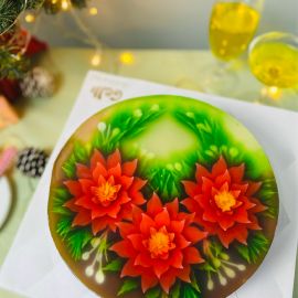 BÁNH SINH NHẬT RAU CÂU 3D HOA TRẠNG NGUYÊN CHO GIÁNG SINH - GELLI – G1118030