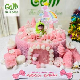 Bánh sinh nhật rau câu thôi nôi tone hồng ngọt ngào – Gelli – G1125007
