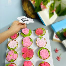 SET RAU CÂU CUPCAKE  HOA HỒNG - GELLI - GCC22