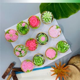 SET RAU CÂU CUPCAKE SEN ĐÁ - HOA HỒNG - GELLI - GCC23