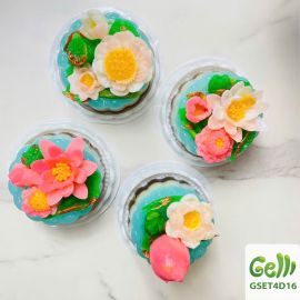 Set 4 Bánh Rau Câu Sen Liên Ngọc Cúng Rằm - Gelli - GSET4D07