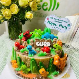 Bánh sinh nhật rau câu 4D Dino Land - Vùng đất khủng long cho bé trai - Gelli - G0125009