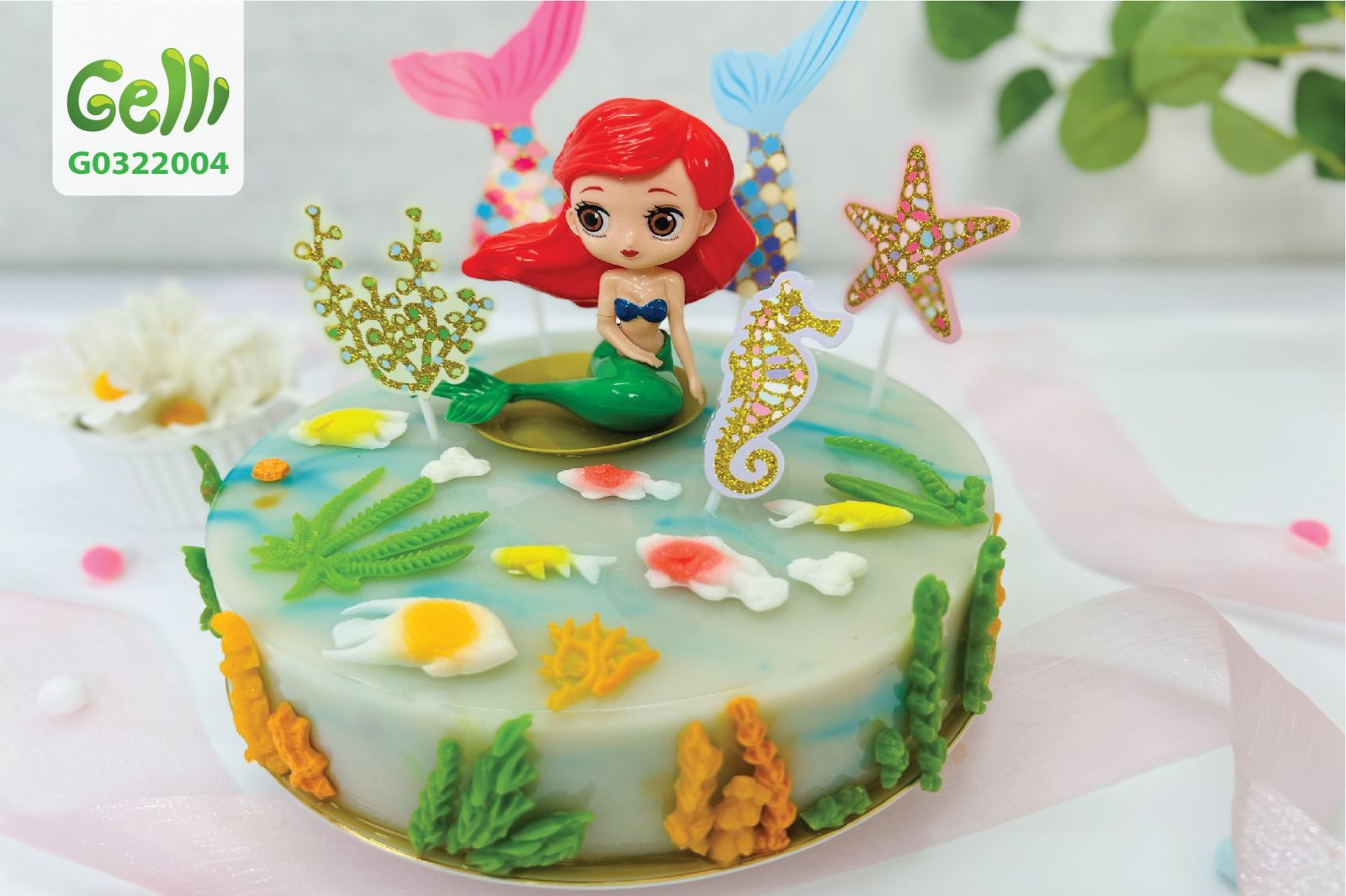 Bánh kem sinh nhật nàng tiên cá váy hồng xinh đẹp nơi đại dương xanh  Bánh  Thiên Thần  Chuyên nhận đặt bánh sinh nhật theo mẫu