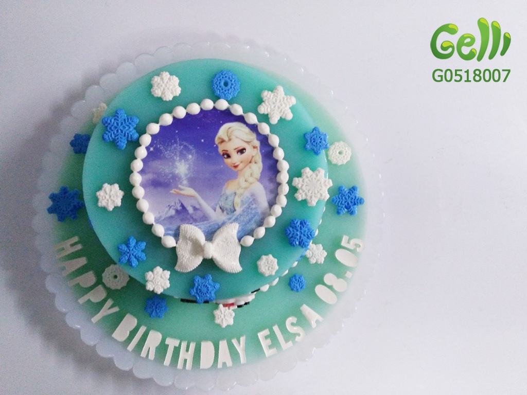 Bánh Sinh Nhật Rau Câu 2D Nữ Hoàng Elsa