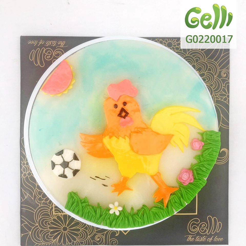 Bánh sinh nhật rau câu 2D gà trống đá banh - Gelli - G0220017